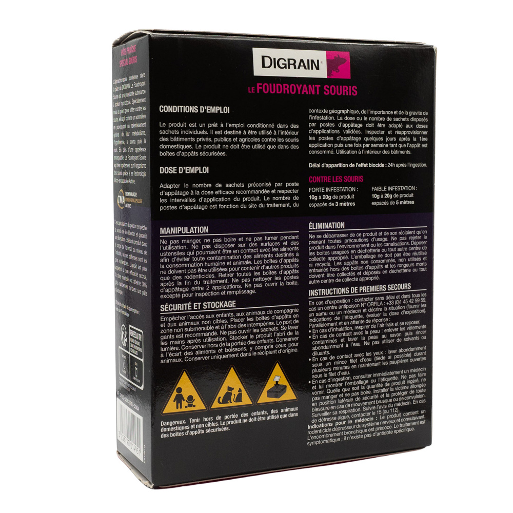 Souricide Produit Anti Souris - Digrain Appât 150g - Eradicateur