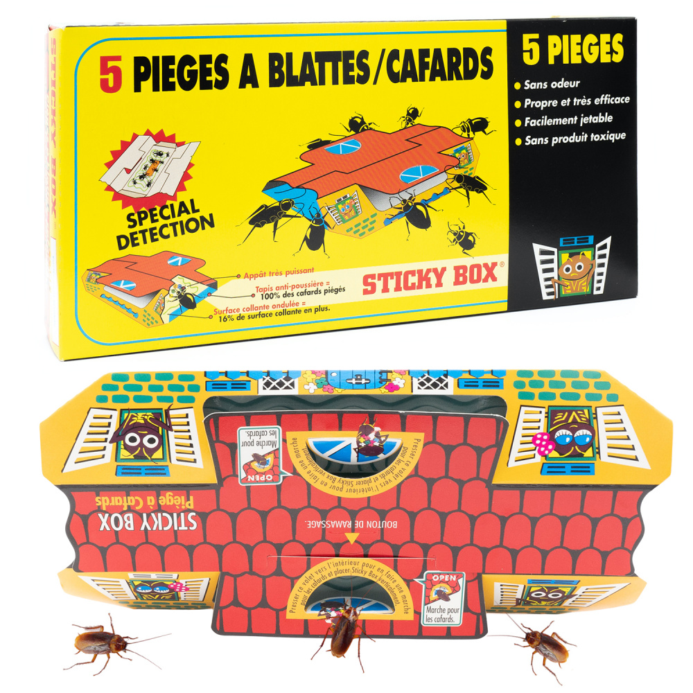 5 pièges anti-cafards STICKY BOX