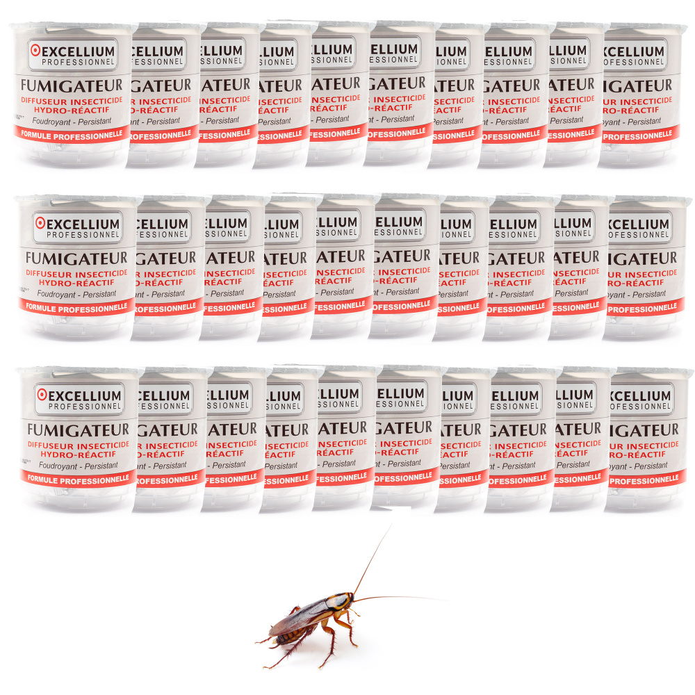Carton 30 Fumigateurs insecticides anti-cafard Excellium Professionnel
