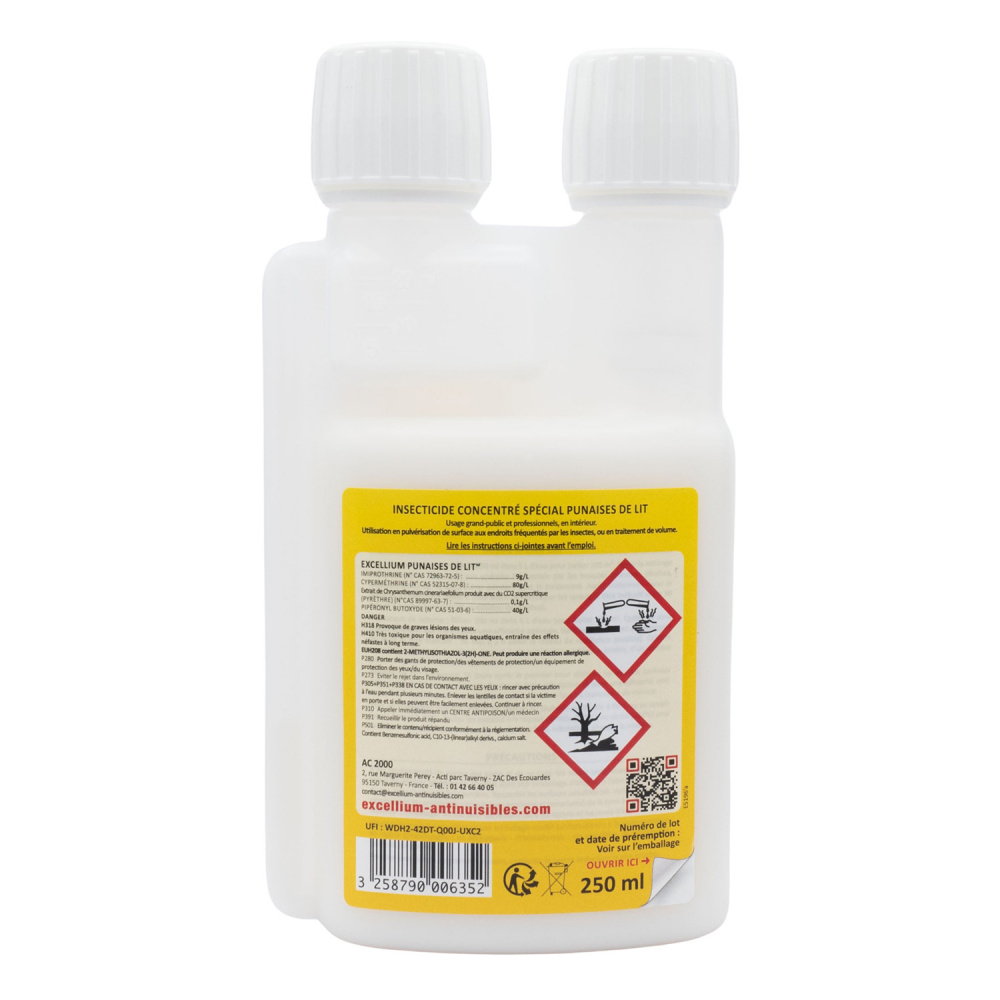 Excellium insecticide concentré professionnel anti-punaises de lit avec flacon doseur 250ml