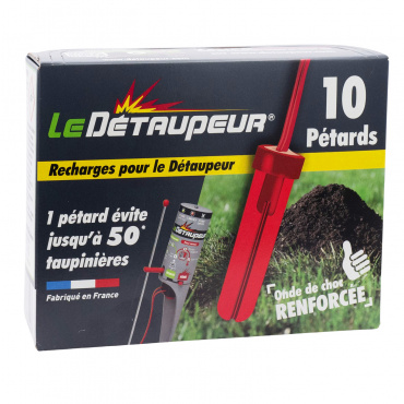 Recharge de 10 pétards pour le piège anti-taupes Détaupeur