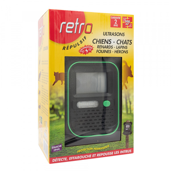 Retro Repulsif Ultrasons Chiens Chats Avec Detecteur Et Flash