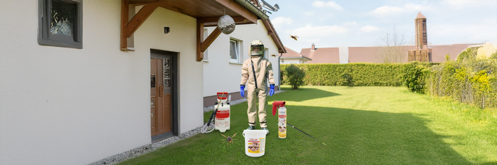 Pack Complet Intervention Anti-Guêpes & Frelons – Combinaison taille XL, Aérosol Pro, Poudre Choc, Poudreuse + Rallonge