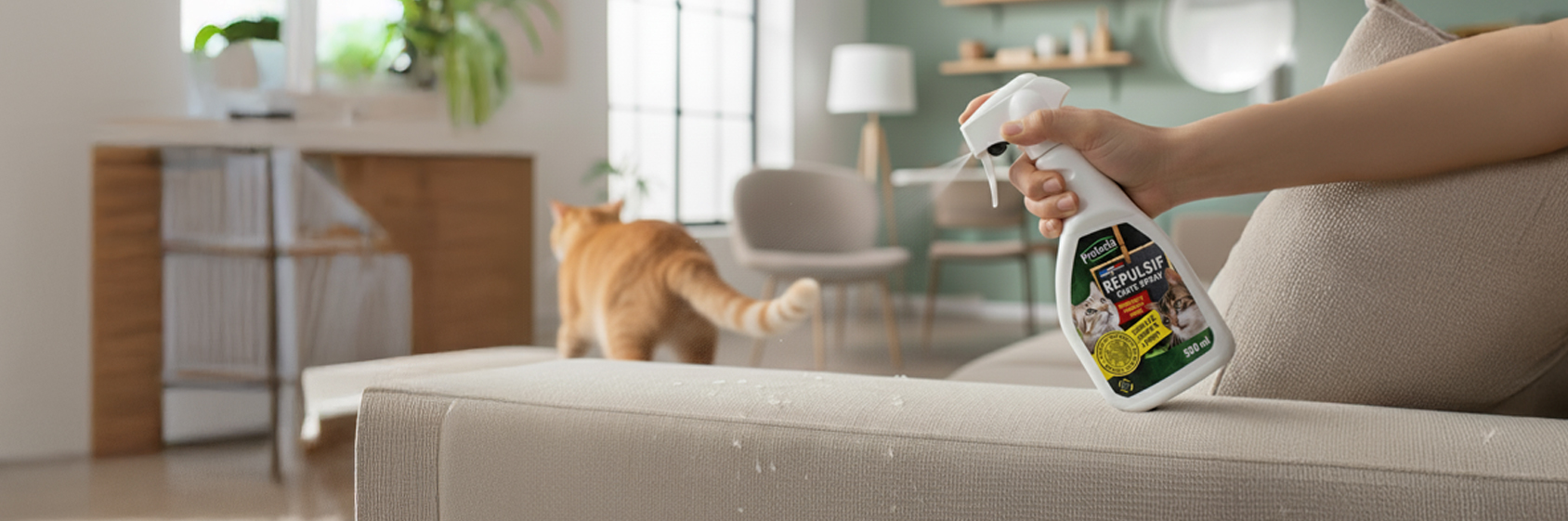 Répulsif Spray Chats Intérieur & Extérieur - 500 ml - Protection Longue durée mobilier & jardins