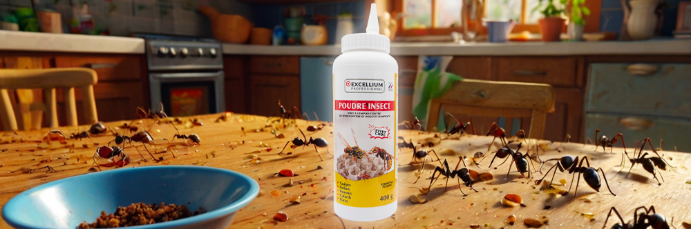 POUDRE' INSECT professionnelle anti-fourmis Excellium Perméthrine flacon 400g