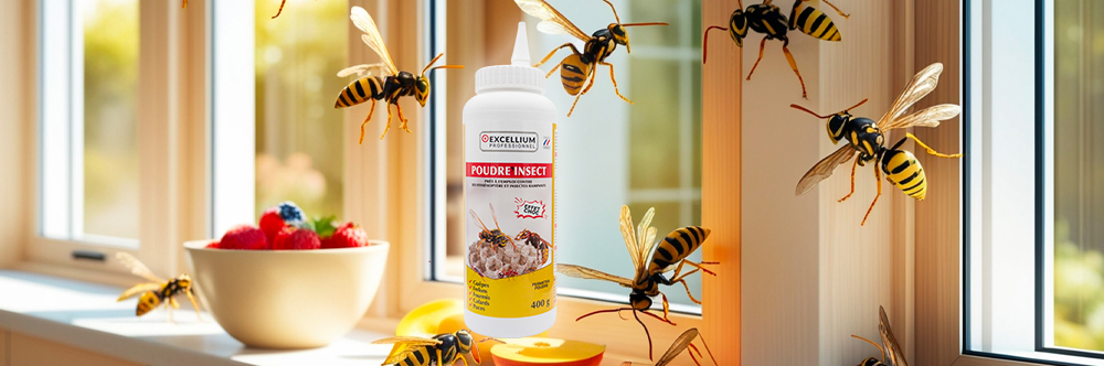 POUDRE' INSECT professionnelle anti-guêpes et frelons Excellium Perméthrine flacon 400g