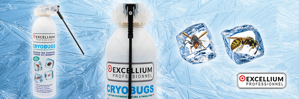 Bombe Cryogénique -40°C EXCELLIUM CRYOBUGS - Gel Instantané Contre Insectes Volants & Rampants